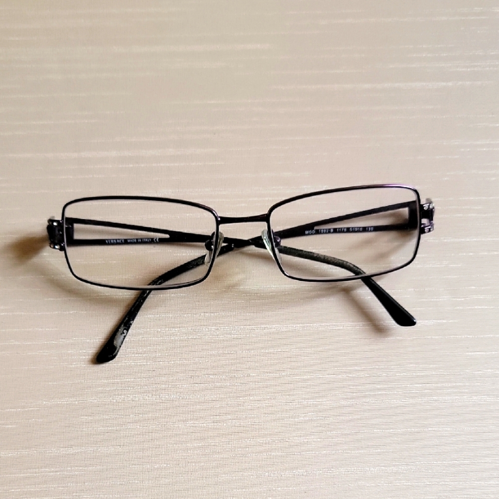 Versace Stylish Black Rectangular Glasses - image 1